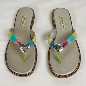 Brighton Orla Leather Sandals Size 6.5 Heart Flip Flops Thong Slip On Resort